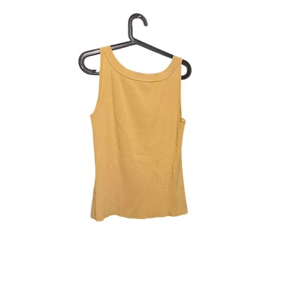 Cable & Gauge Silk Blend Size M Sleeveless Ribbed Knit Tank Top Beige Brown - Picture 2 of 6